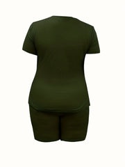  Solid Short Sleeve Tee & Shorts Set