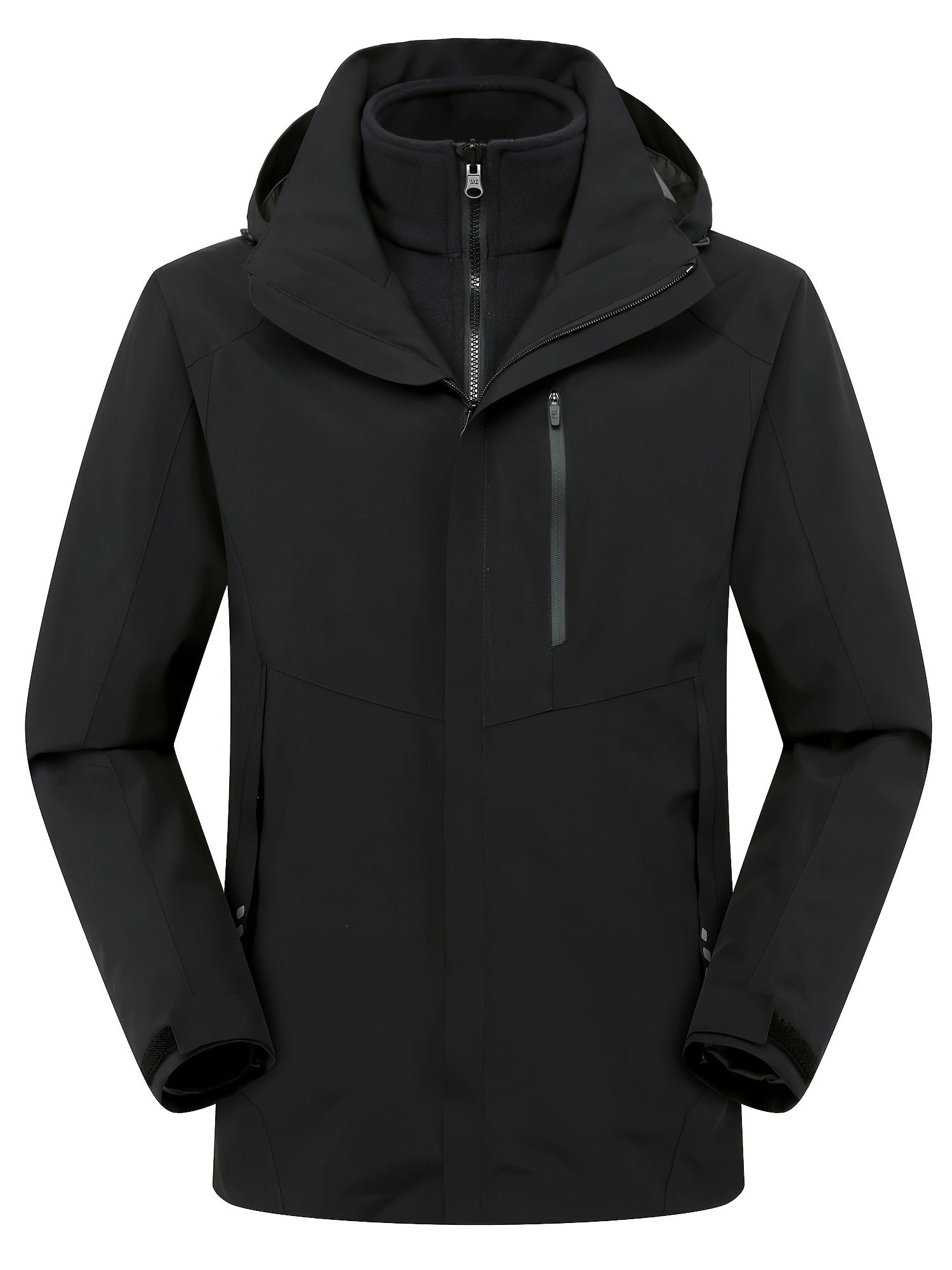 Men's Thermal 3-in-1 Jacket Windproof Stand Collar Zip Pockets