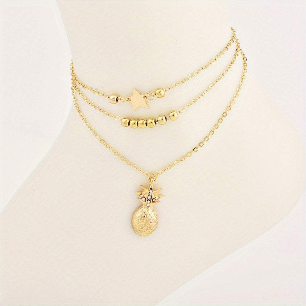 Vintage Star Pineapple Beads Anklet