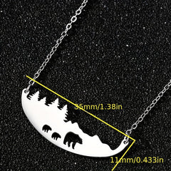 Hollowed Out Three Bear Necklace Stainless Steel Mother Bear Jewelry