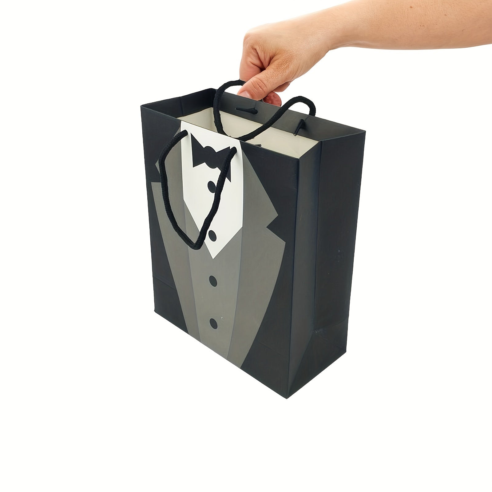 3D Tuxedo Satin Bow Tie Gift Bags for Wedding Groomsmen