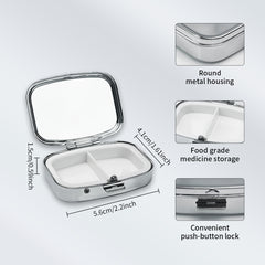 Devout Worship Metal Medicine Box 2 Compartment Square Mini Portable Travel Pock