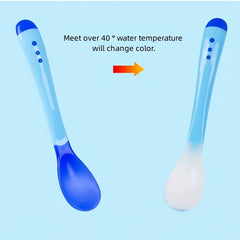 Baby Temp Sensing Spoon Feeding Tableware Soft Head Spoon