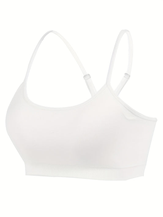  Sports Bra Solid Cross Back Yoga Fitness Workout Top