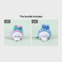 Double-Sided Bunny Doll Charm Plush Toy Pendant for Girls