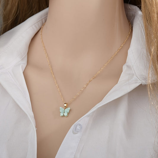 Butterfly Pendant Necklace Dainty Chain Neck Jewelry Birthday Gift