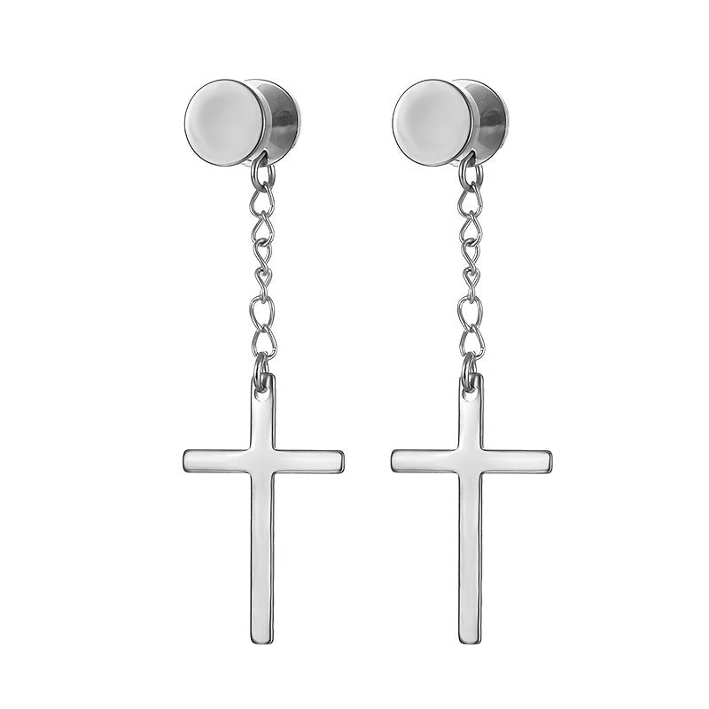 Men's Stainless Steel Cross Earrings