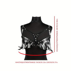 Striped Tassel Caged Bra Harness Belt Rivet Adjustable Corset Belt