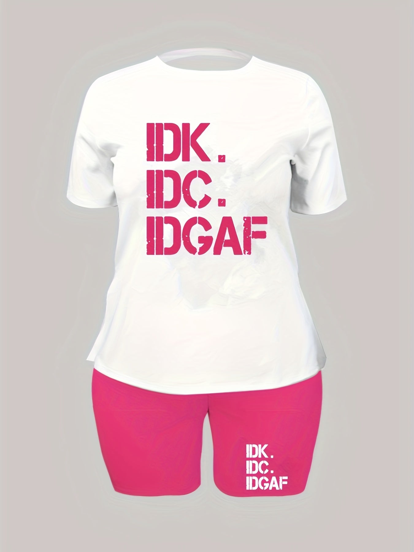Women's Plus Letter Print Tee & Shorts Set