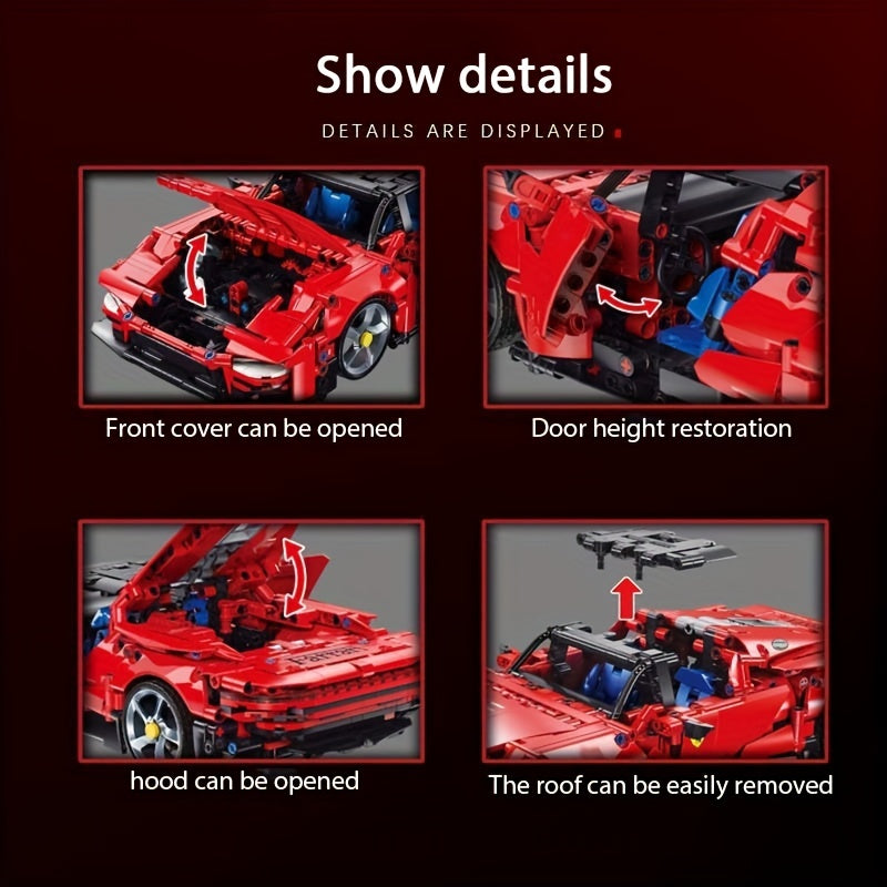 1:14 Scale Red Supercar Building Blocks Model Kit