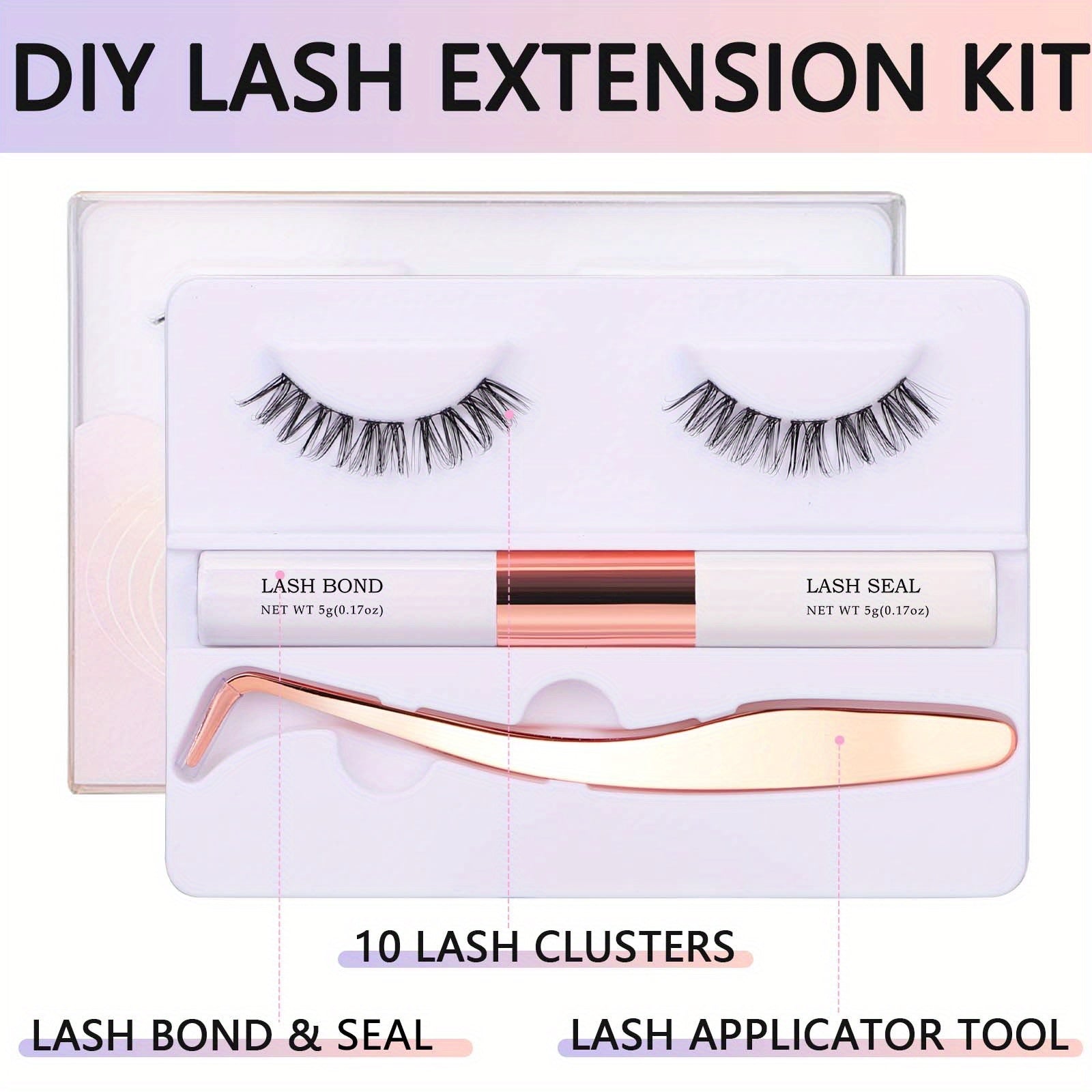 DIY Eyelash Extension Kit with 5 Clusters and Eye Glue