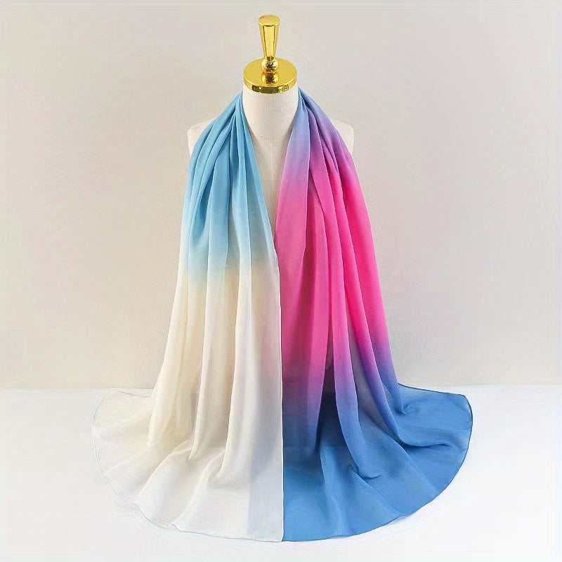 Large Thin Chiffon Hijab Gradient Turban Soft Shawl Wrap