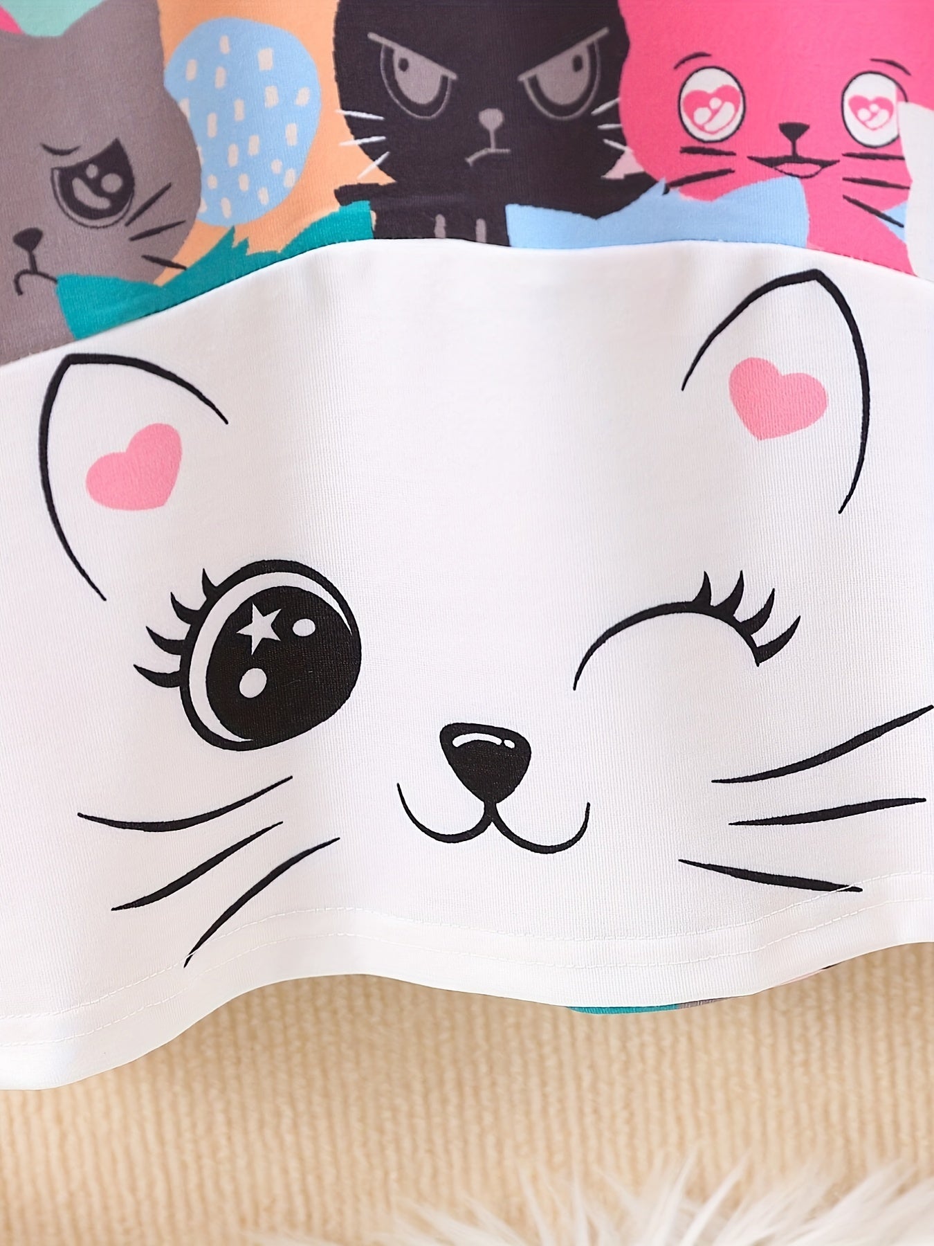 Kitty Cartoon Pullover Dress Girls Hoodie Spring Fall