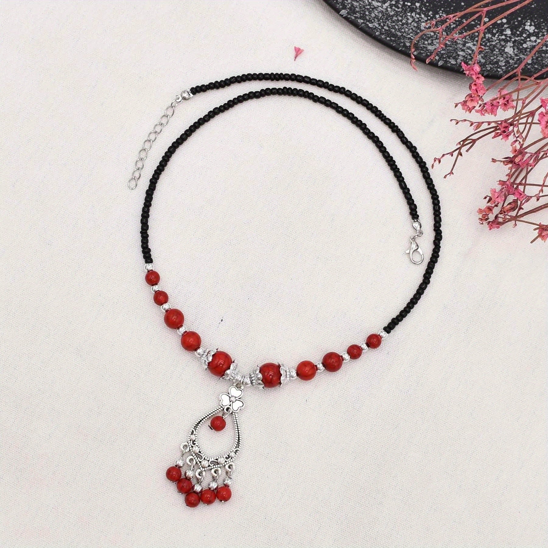 Chinese Style Red Turquoise Head Chain Hair Accessories