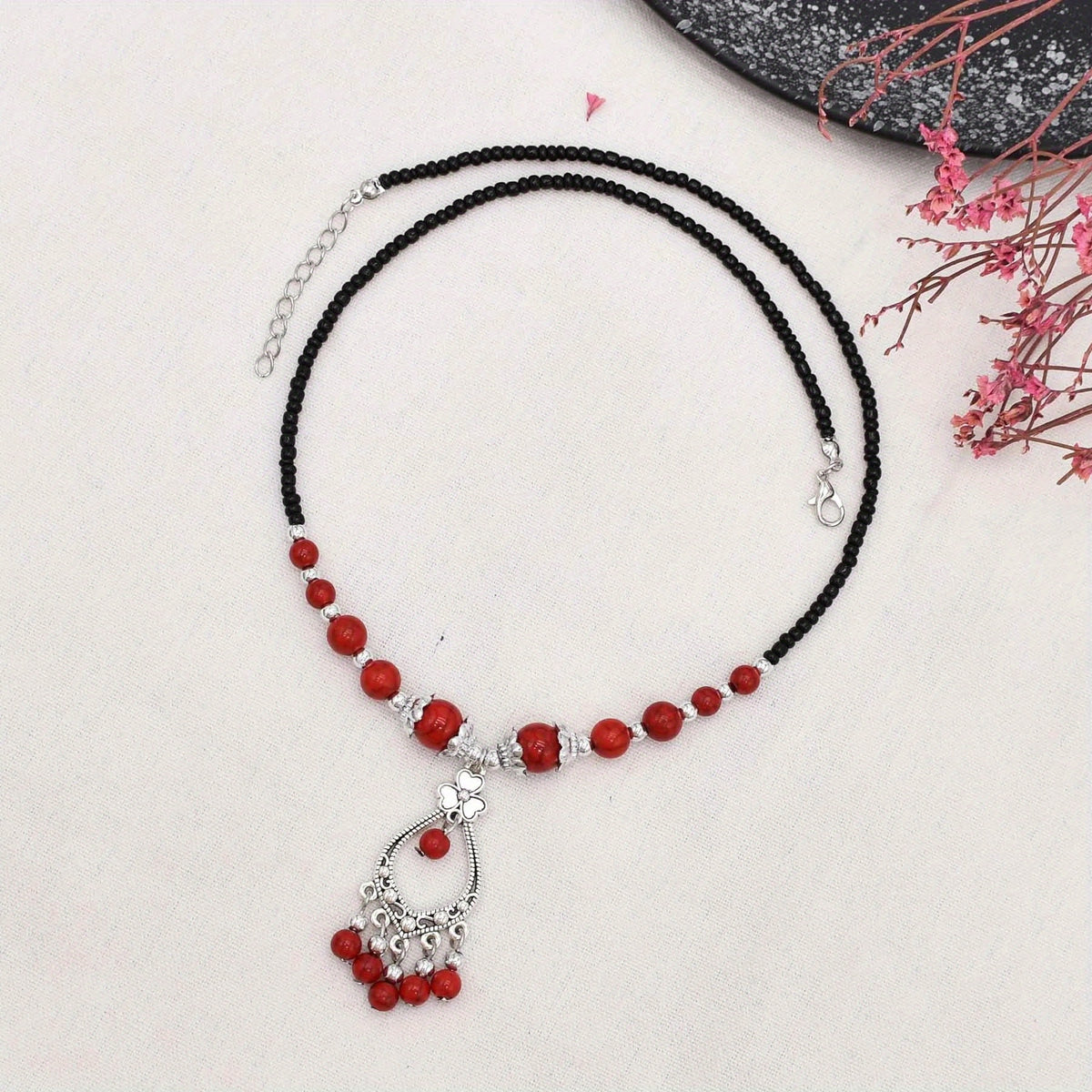 Chinese Style Red Turquoise Head Chain Hair Accessories