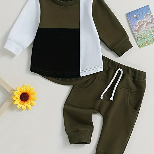 Toddler's Block Outfit Long Sleeve Sweatshirts & Pants Set