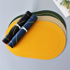 Oval Leather Placemat Pvc Waterproof Dining Table Mat