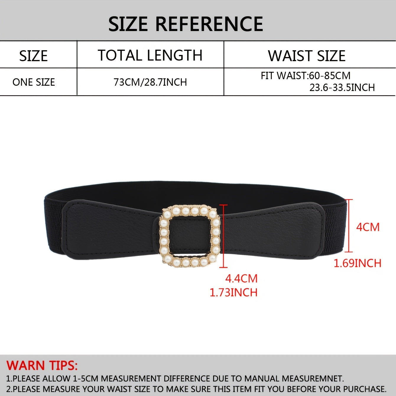 Women's Elastic Belt Square Pearls Buckle Waist Slimming Girdle