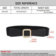 Women's Elastic Belt Square Pearls Buckle Waist Slimming Girdle