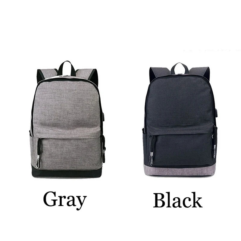 Canvas Backpack Men Casual Back Pack USB High School Bags for Teenagers Boys