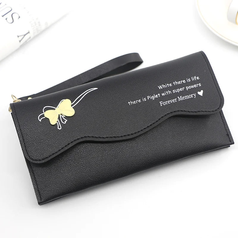 Women's Long Bow Solid Handbag Leisure Wallet Card Bag