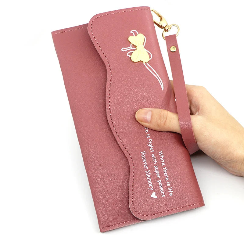 Women's Long Bow Solid Handbag Leisure Wallet Card Bag
