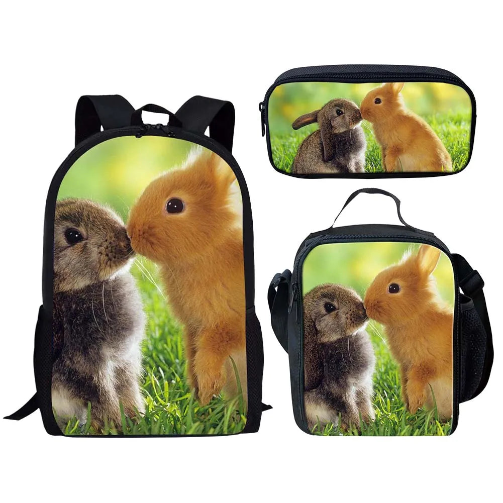 Canvas Casual Rabbit Print Shoulder Bag for Kids and Women