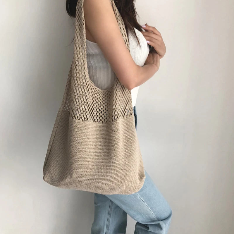 Casual Hollow Woven Women Shoulder Bags Large Tote Beach Bag