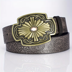 Floral Pattern Buckle Casual Belt for Men