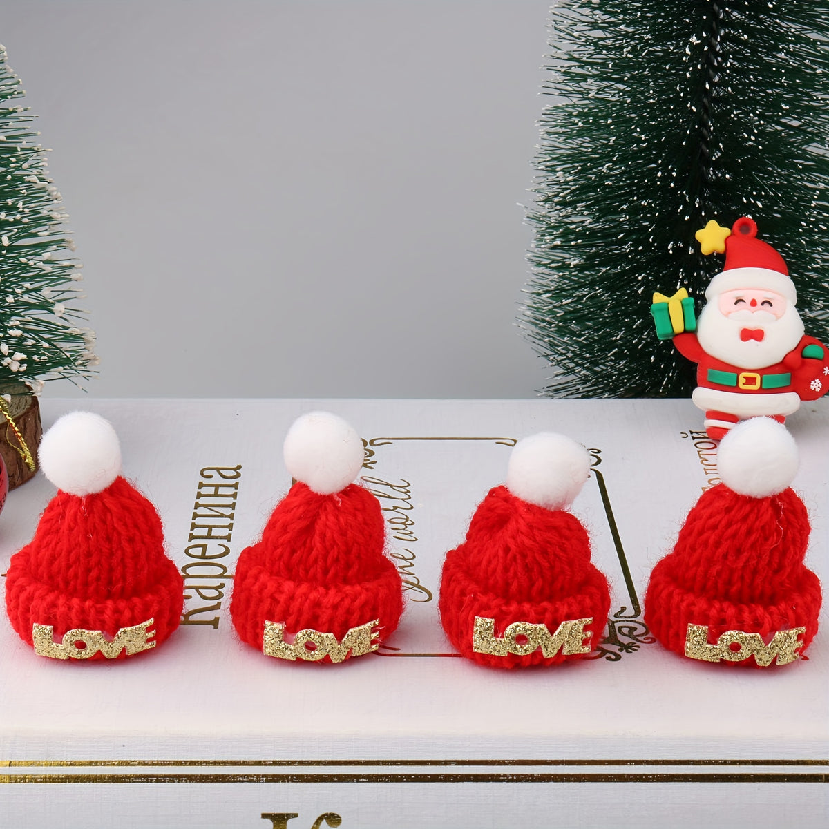 Mini LOVE Woolen Hat Christmas Gift Decorative Lollipop Fork Bottle Hat
