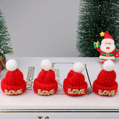Mini LOVE Woolen Hat Christmas Gift Decorative Lollipop Fork Bottle Hat