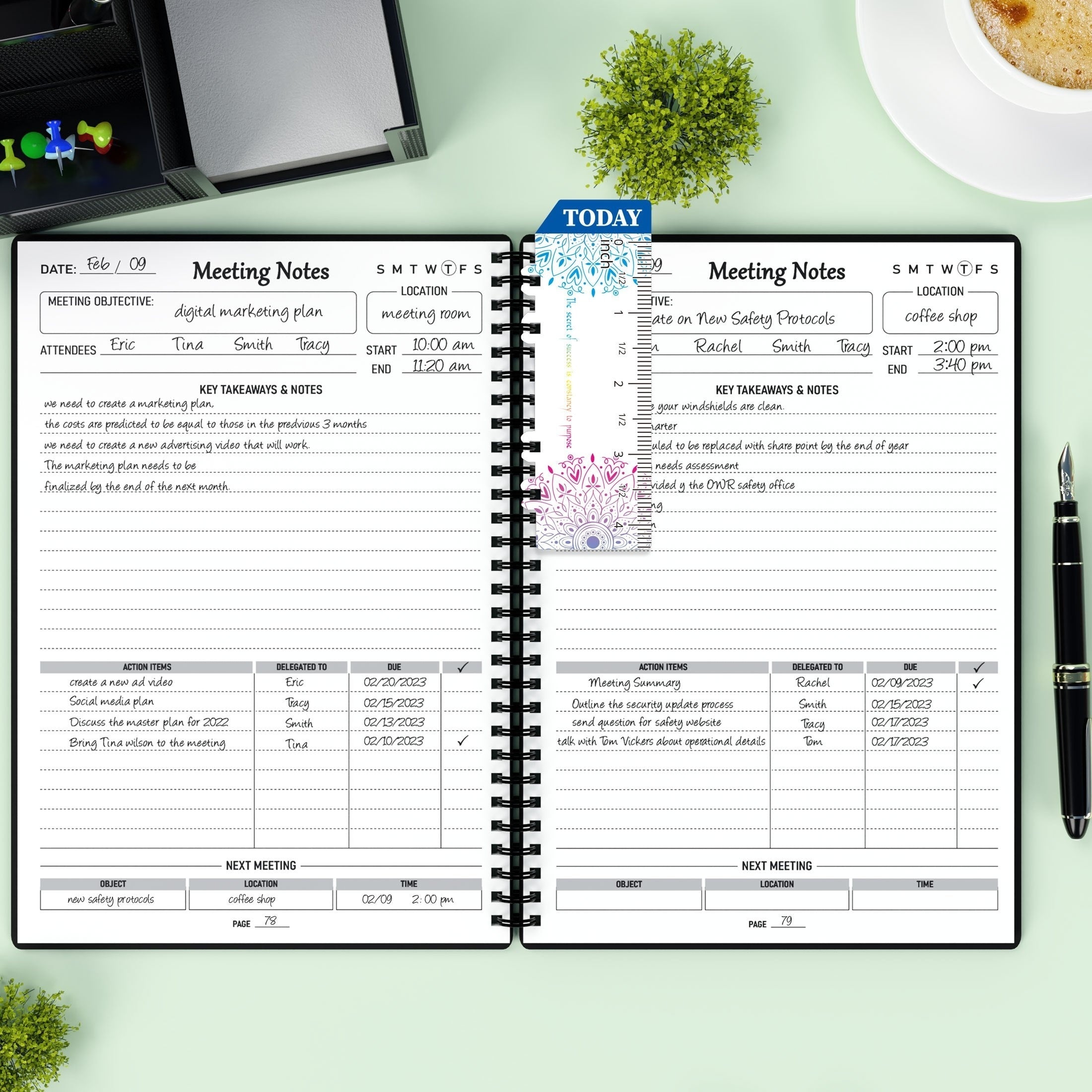 Meeting Notebook For Work Action Items Planner Office Business Notes Organizer