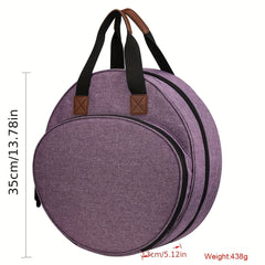 Round Embroidery Tool Storage Bag with Zipper Pocket