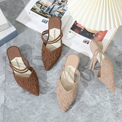 Women's Rose Embossed Slingback Sandals Chunky Low Heels
