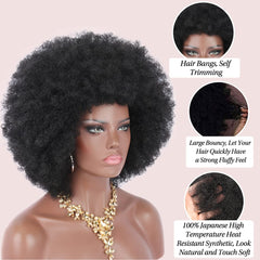 Afro Kinky Curly Hair Wigs Synthetic Fiber Hair Replacement Wigs