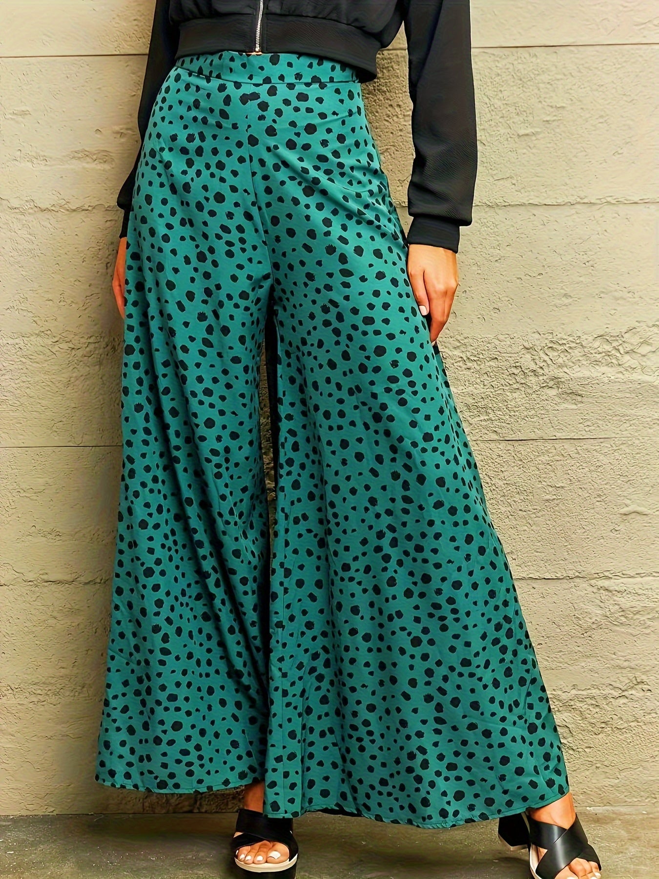 Women's Plus Dalmatian Print Wide Leg Trousers