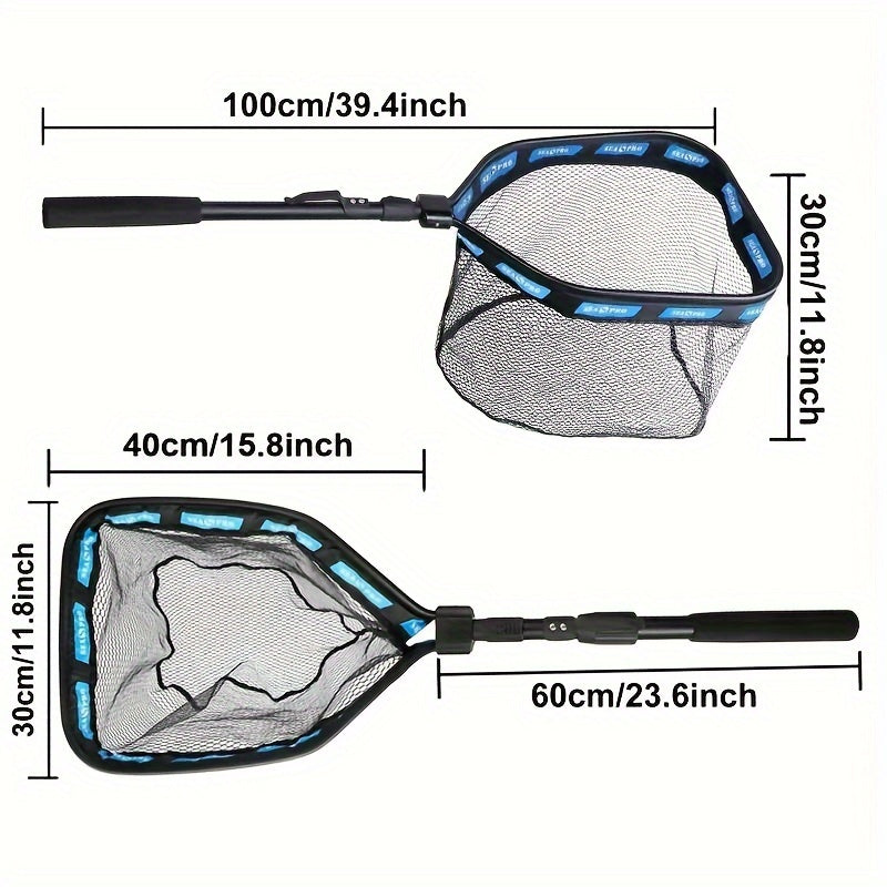 Rubber Coated Landing Net Easy Catch & Release 100cm Retractable Fishing Net