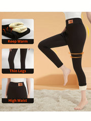 Fleece Lined Sports Leggings Women High Waisted Thermal Pants