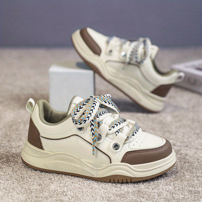 Boys Lace-up Platform Skate Shoes Breathable Anti-skid Sneakers