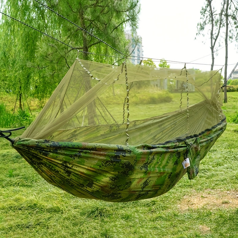 Portable Hammock With Mosquito Net Lightweight Parachute Fabric Outdoor Camping