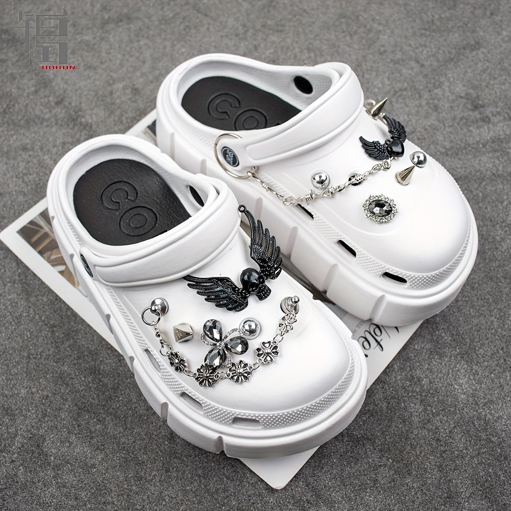 Metal Skull & Wings Shoe Charms for Clogs DIY Accessories