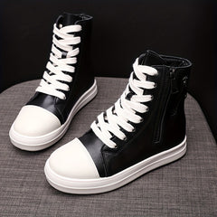 Women's High Top Skate Shoes Faux Leather Comfortable Zipper Sport Shoes