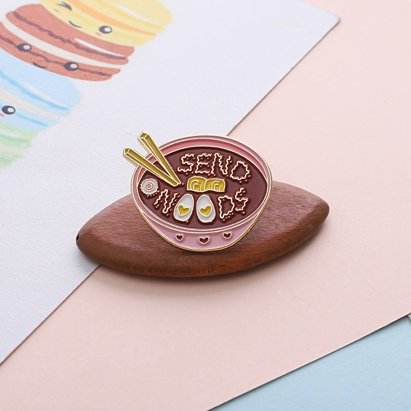 One Bowl Egg Soup Noodle Brooch Accessory