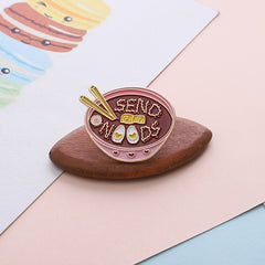 One Bowl Egg Soup Noodle Brooch Accessory