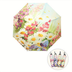 Floral Pattern Umbrella Folding Manual Dual-use Three-fold