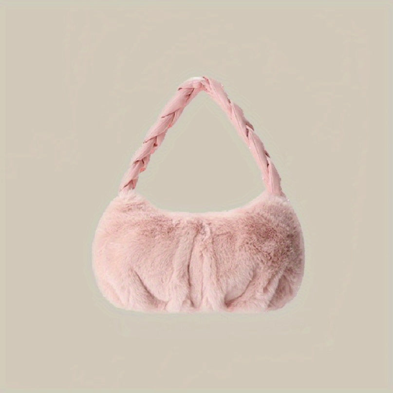 Faux Fur Hobo Bag Small Handbag Casual Cozy Tote Purse
