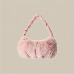 Faux Fur Hobo Bag Small Handbag Casual Cozy Tote Purse