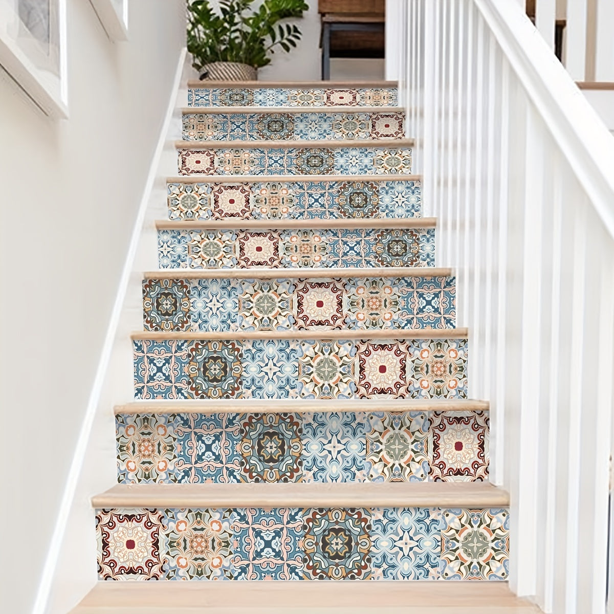 Bohemian Printed Staircase Stickers - Waterproof Home Decor Wallpa