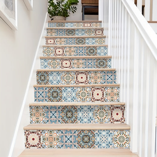 Bohemian Printed Staircase Stickers - Waterproof Home Decor Wallpa