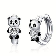 Panda Zircon Inlaid Hoop Earrings - Delicate Gift For Women